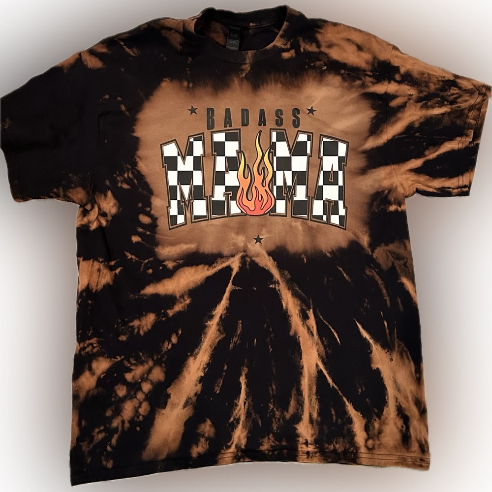 Gildan Bleached Tie-Dye “BadA” Mama T-Shirt